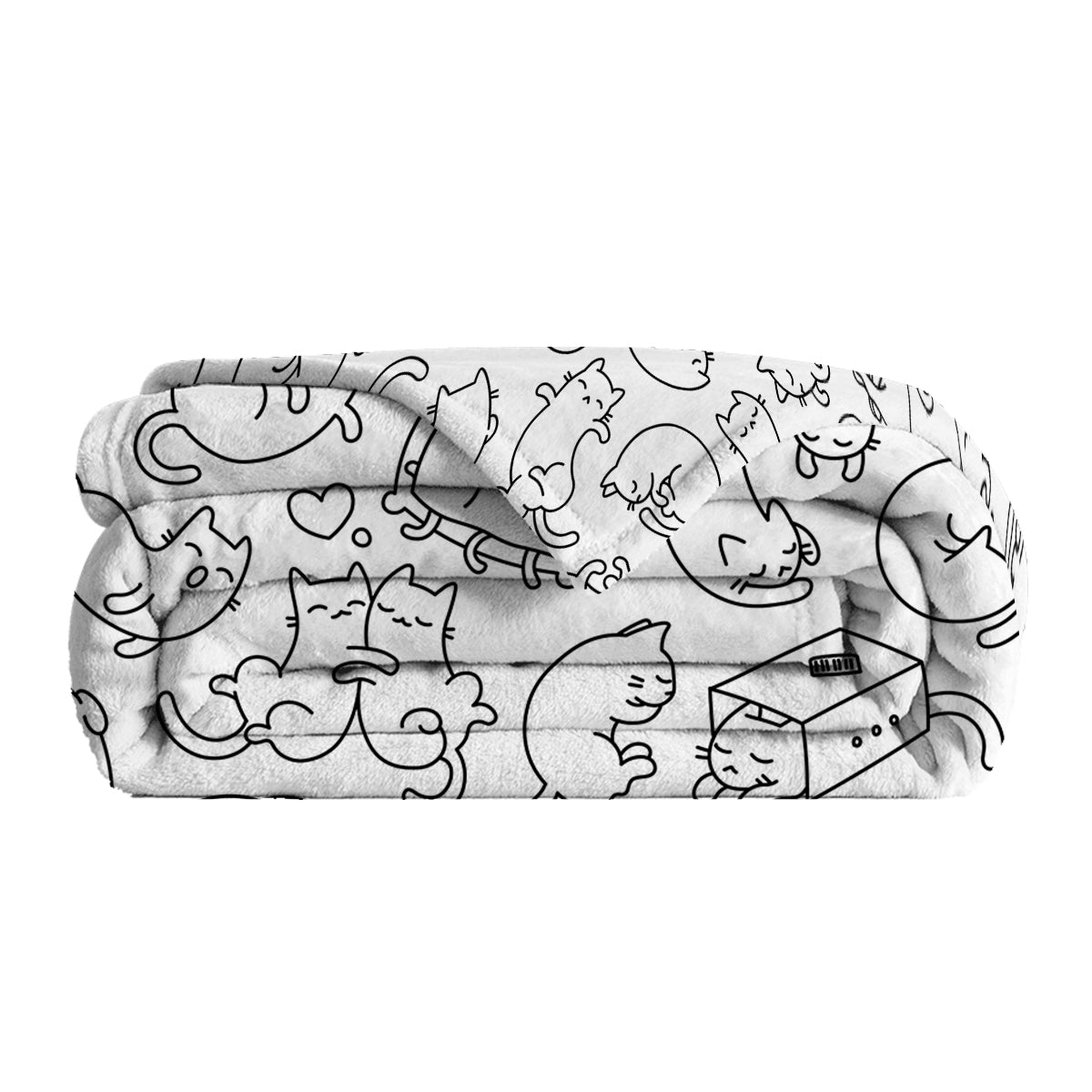 Cat Doodle Flannel Throw Blanket