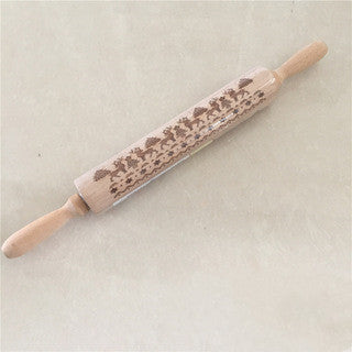 Artisan Christmas Engraved Wooden Rolling Pin