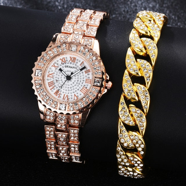 Diamond Crystal Luxe Watch & Bracelet Set