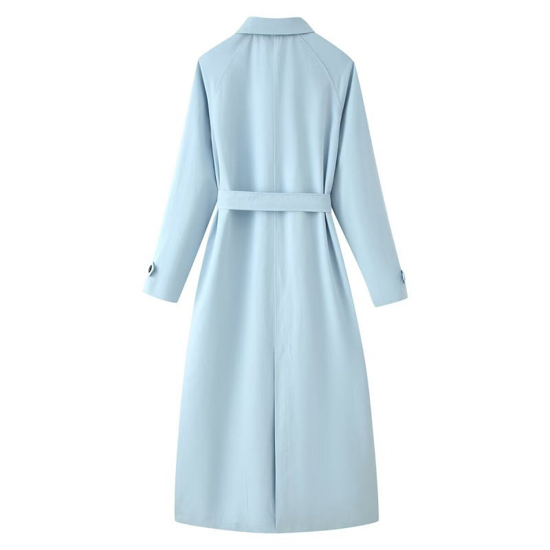 Belted Longline Trench Coat with French Collar