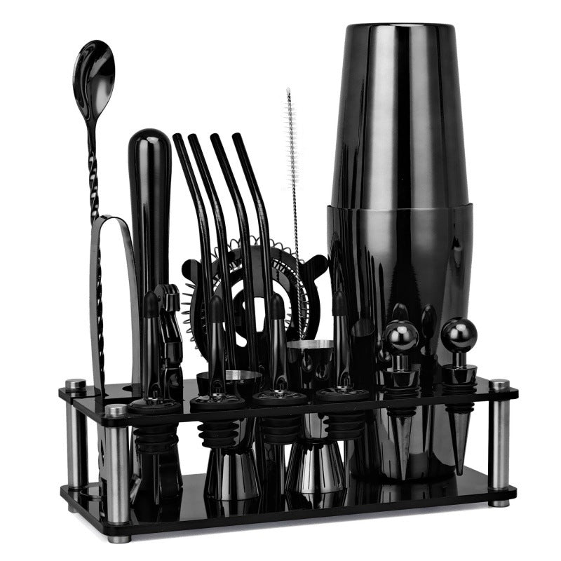 20-Piece Cocktail Shaker Bar Tool Set - Black