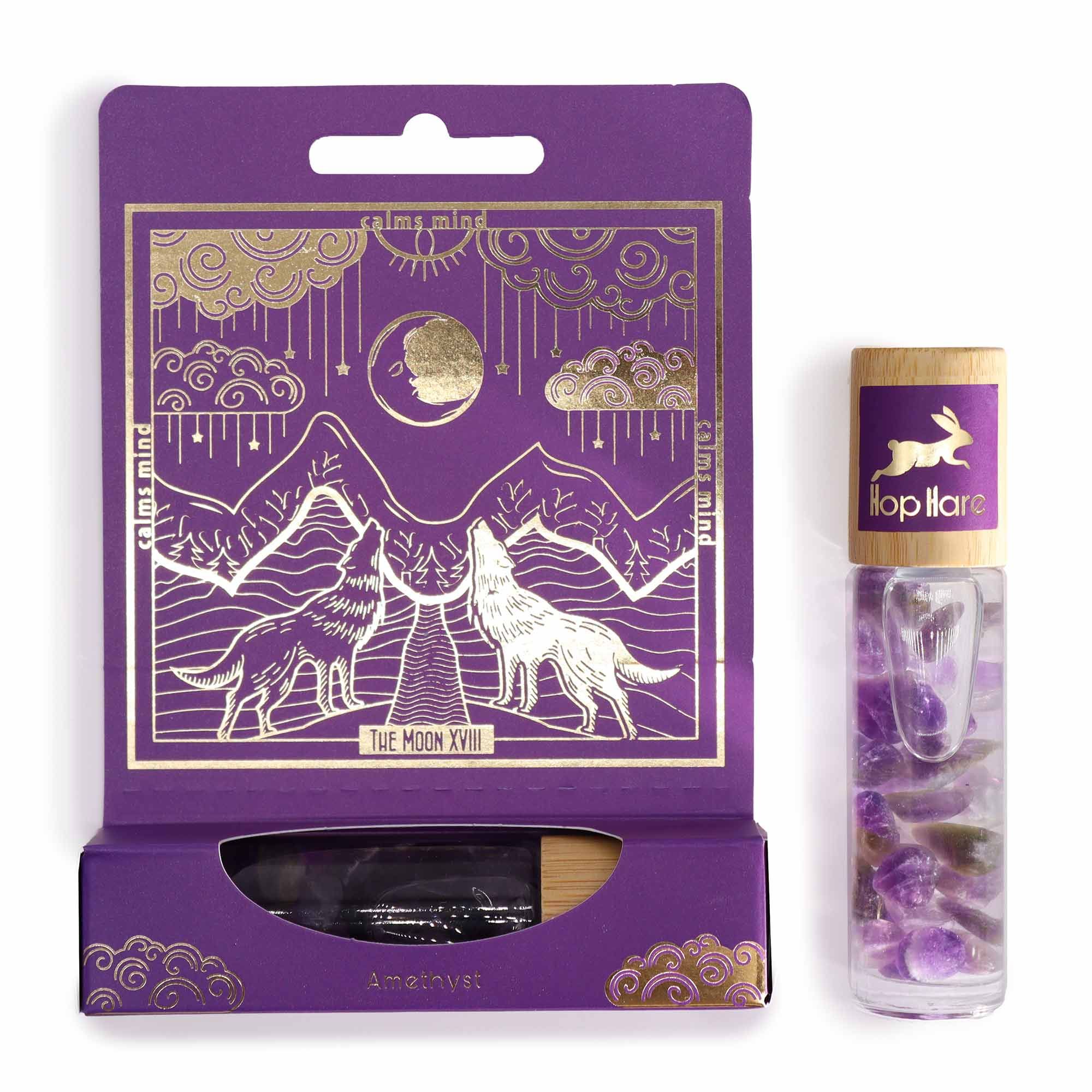 The Moon Tarot Roll-On with Amethyst Gemstone
