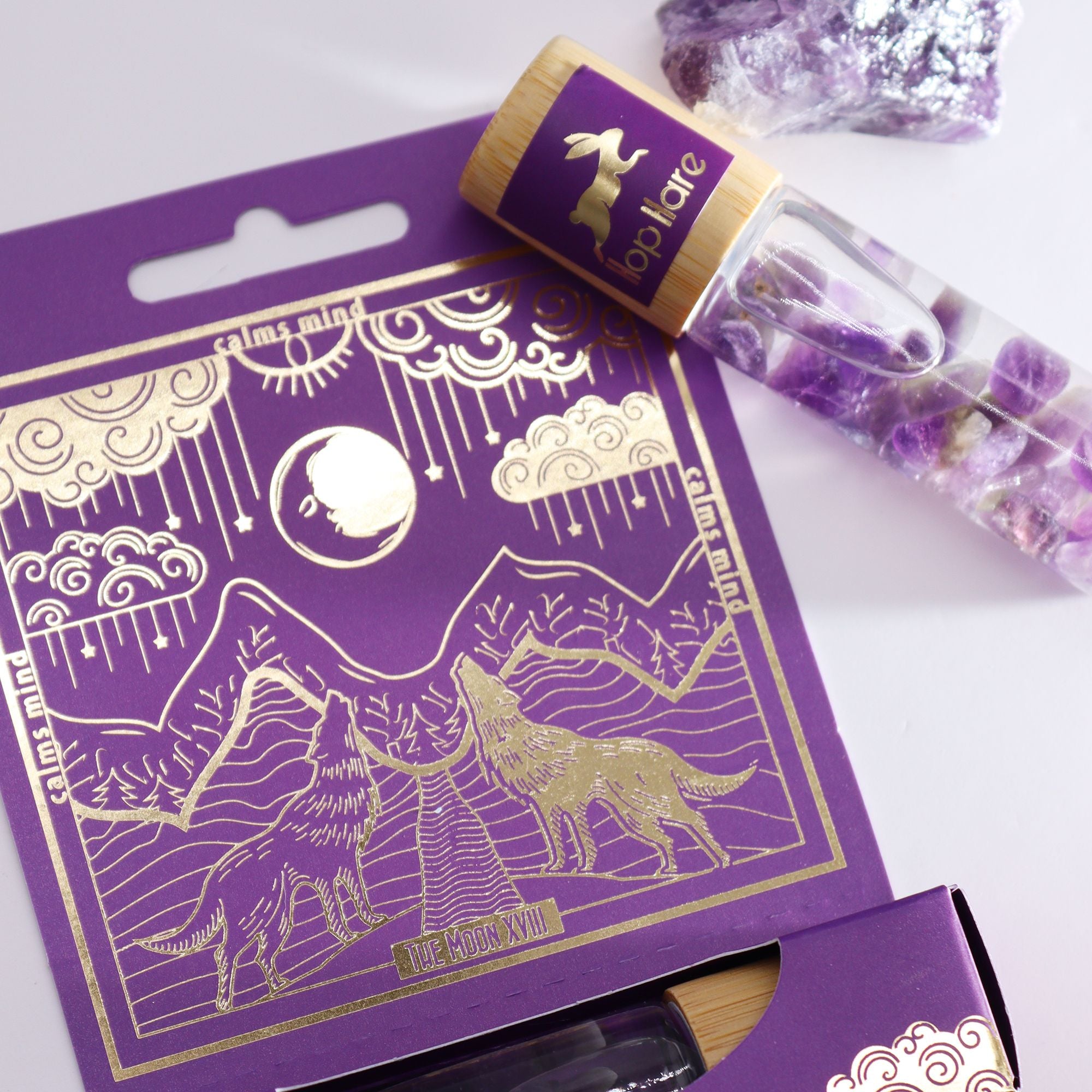 The Moon Tarot Roll-On with Amethyst Gemstone