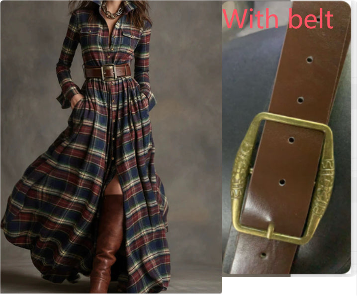 Plaid Maxi Shirt Dress