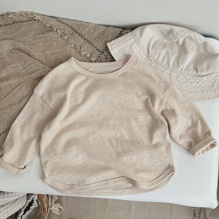 Baby Boy And Girl Solid Color O - Neck Pullover Tops In Spring - Wow Store