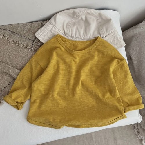 Baby Boy And Girl Solid Color O - Neck Pullover Tops In Spring - Wow Store