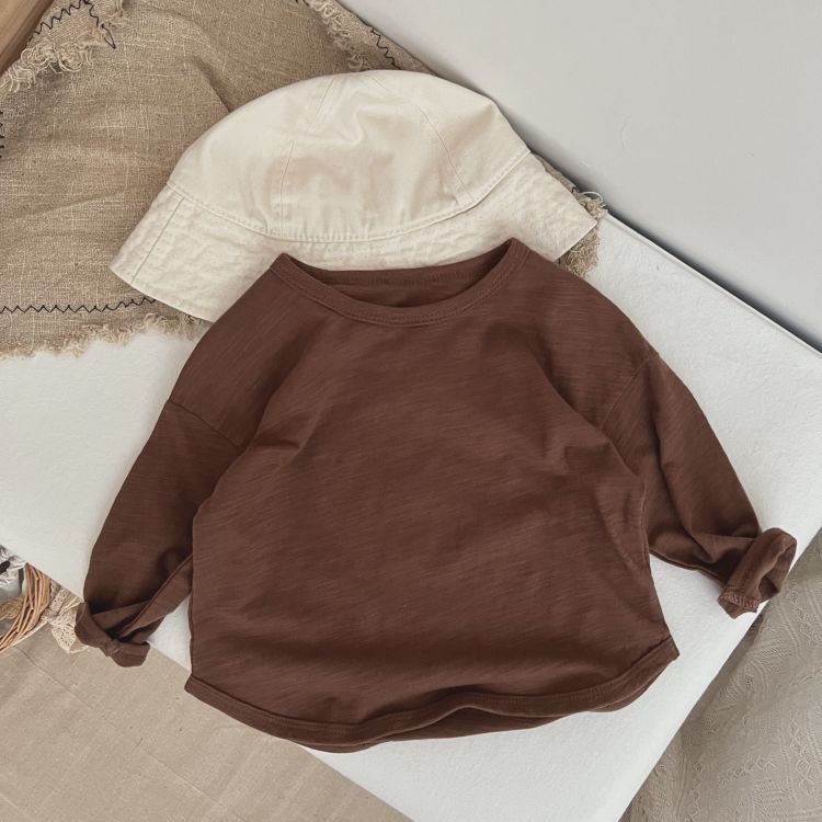 Baby Boy And Girl Solid Color O - Neck Pullover Tops In Spring - Wow Store