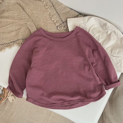 Baby Boy And Girl Solid Color O - Neck Pullover Tops In Spring - Wow Store