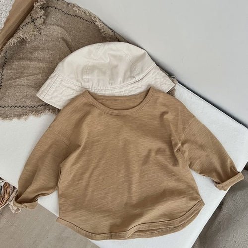 Baby Boy And Girl Solid Color O - Neck Pullover Tops In Spring - Wow Store