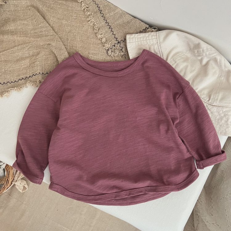 Baby Boy And Girl Solid Color O - Neck Pullover Tops In Spring - Wow Store