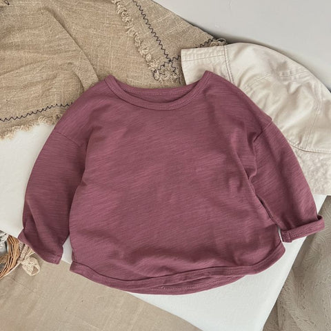 Baby Boy And Girl Solid Color O - Neck Pullover Tops In Spring - Wow Store
