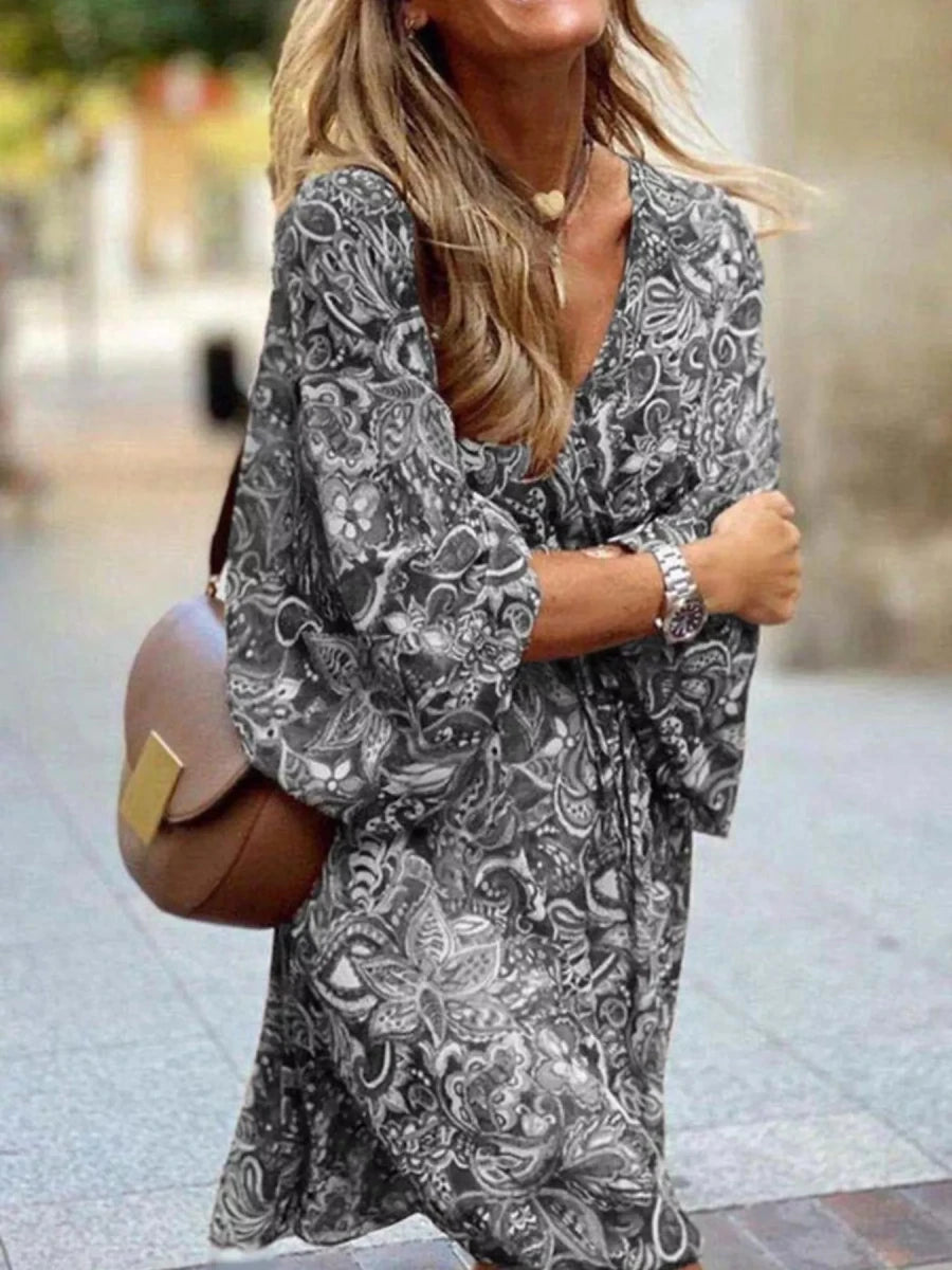 Bacari Apparel Paisley Print Long Sleeve Mini Dress - WowStore.live