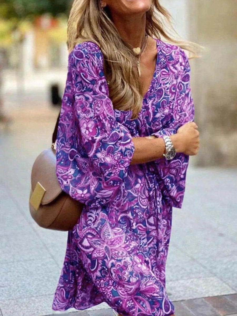 Bacari Apparel Paisley Print Long Sleeve Mini Dress - WowStore.live