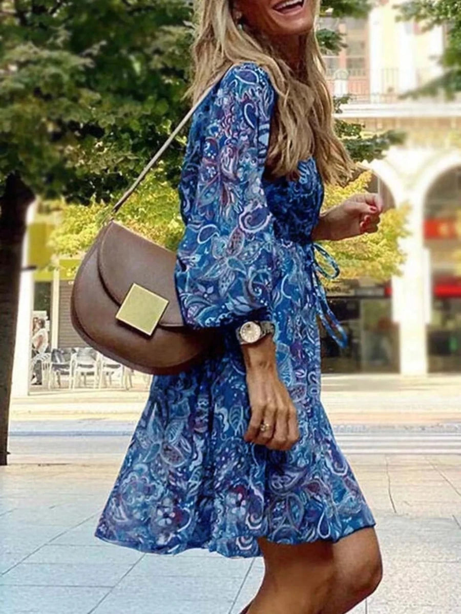 Bacari Apparel Paisley Print Long Sleeve Mini Dress - WowStore.live