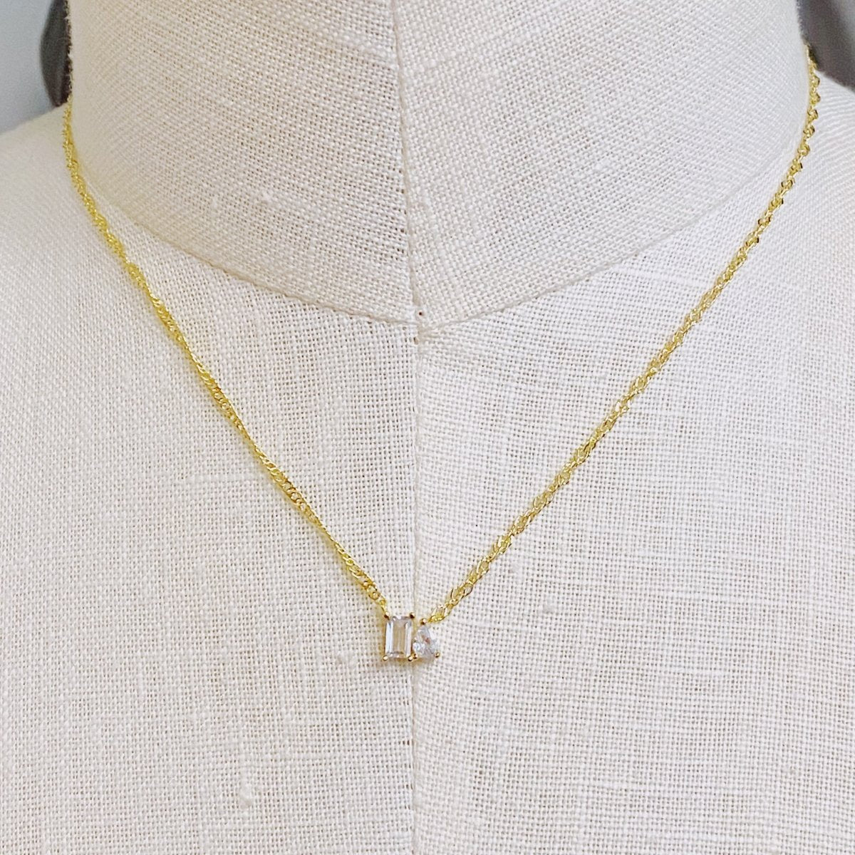 Baguette Cut Stone Pendant Necklace - WowStore.live