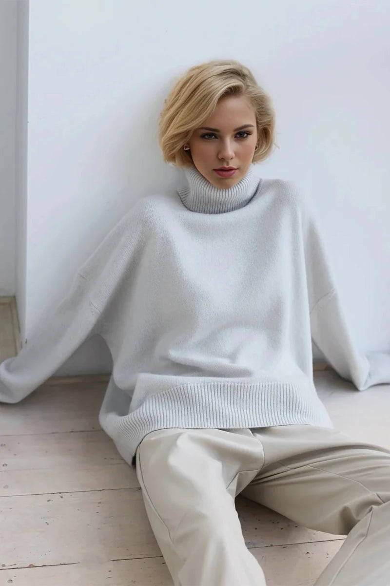 Basic Bae Turtleneck Dropped Shoulder Long Sleeve Sweater - Wow Store