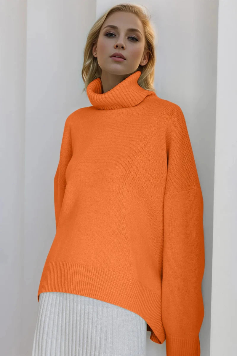 Basic Bae Turtleneck Dropped Shoulder Long Sleeve Sweater - Wow Store