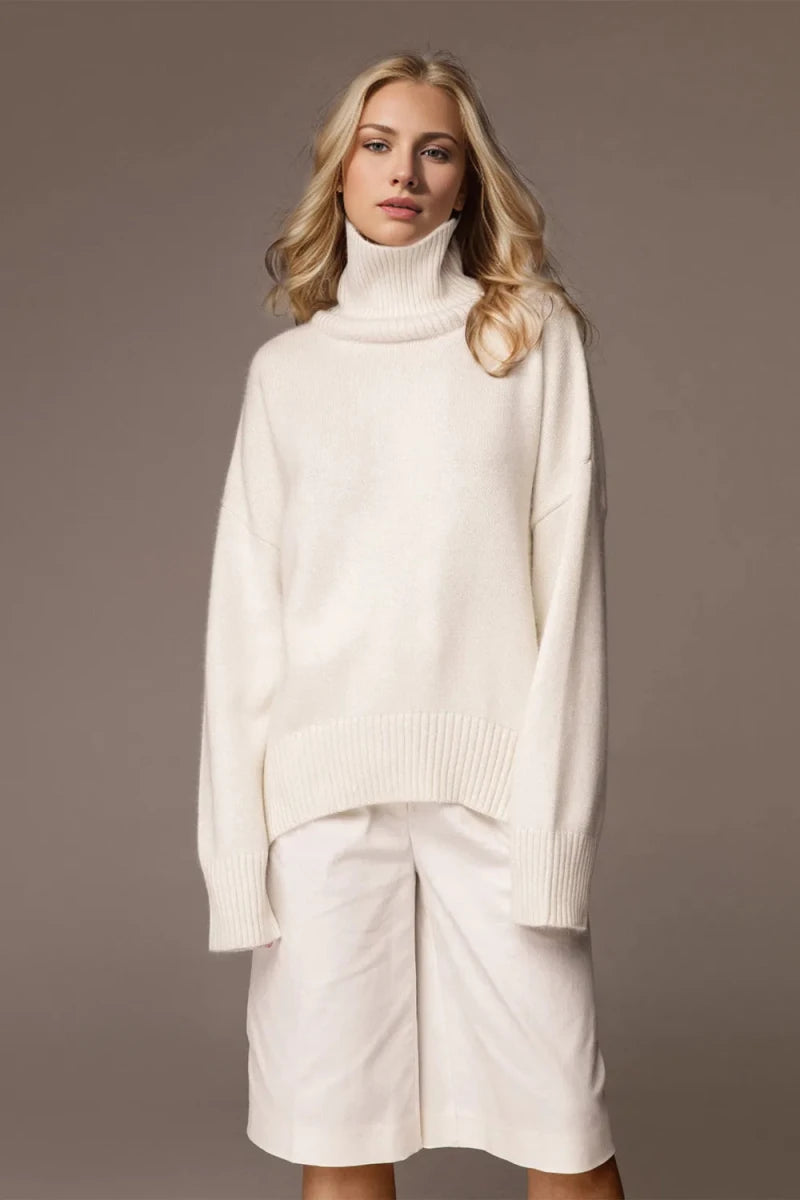 Basic Bae Turtleneck Dropped Shoulder Long Sleeve Sweater - Wow Store