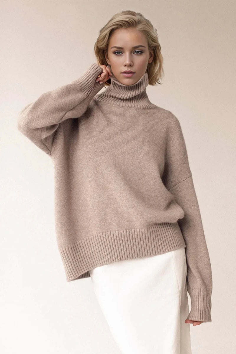 Basic Bae Turtleneck Dropped Shoulder Long Sleeve Sweater - Wow Store