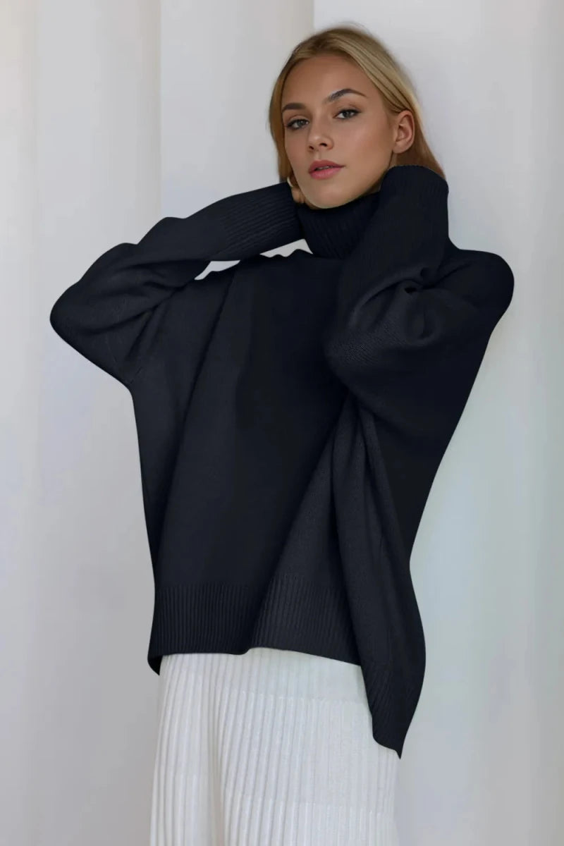 Basic Bae Turtleneck Dropped Shoulder Long Sleeve Sweater - Wow Store
