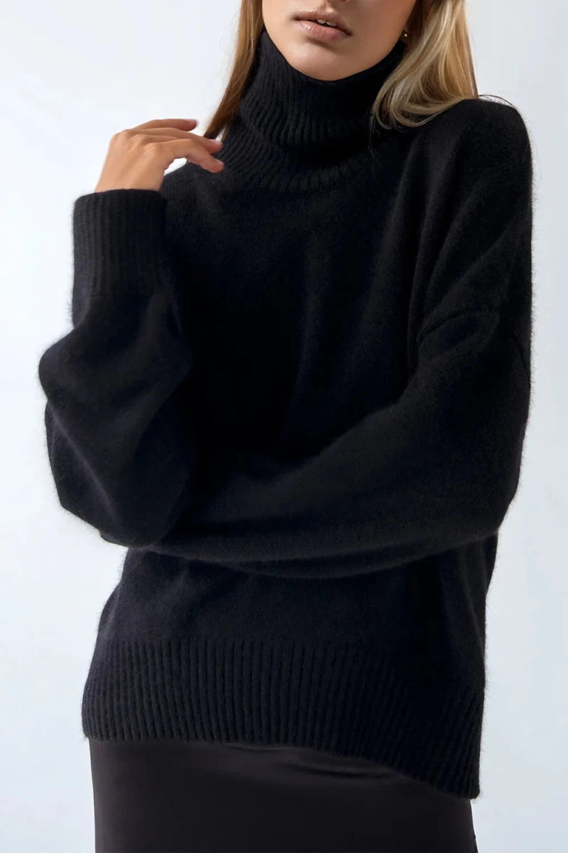 Basic Bae Turtleneck Dropped Shoulder Long Sleeve Sweater - Wow Store