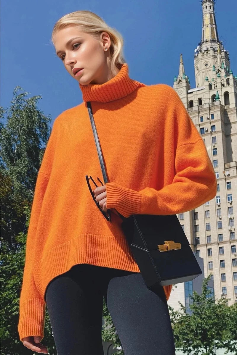 Basic Bae Turtleneck Dropped Shoulder Long Sleeve Sweater - Wow Store