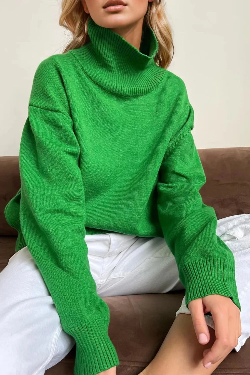Basic Bae Turtleneck Dropped Shoulder Long Sleeve Sweater - Wow Store