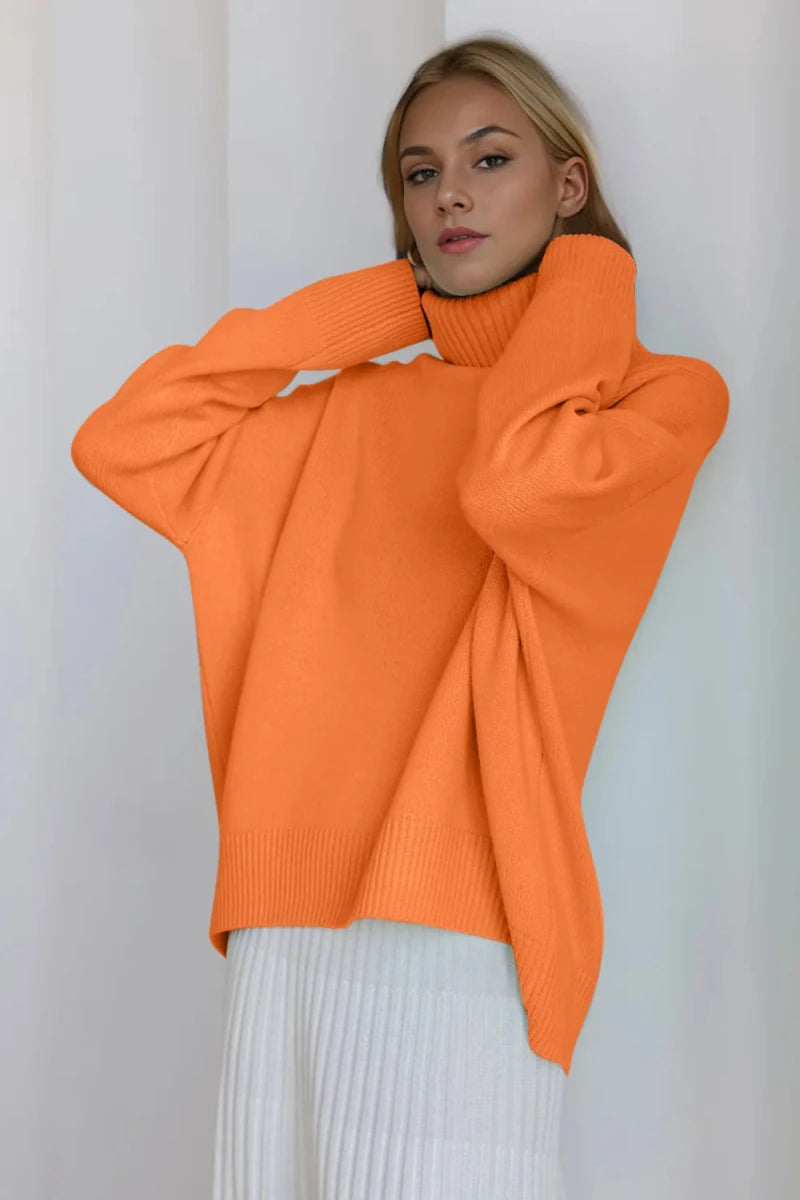 Basic Bae Turtleneck Dropped Shoulder Long Sleeve Sweater - Wow Store