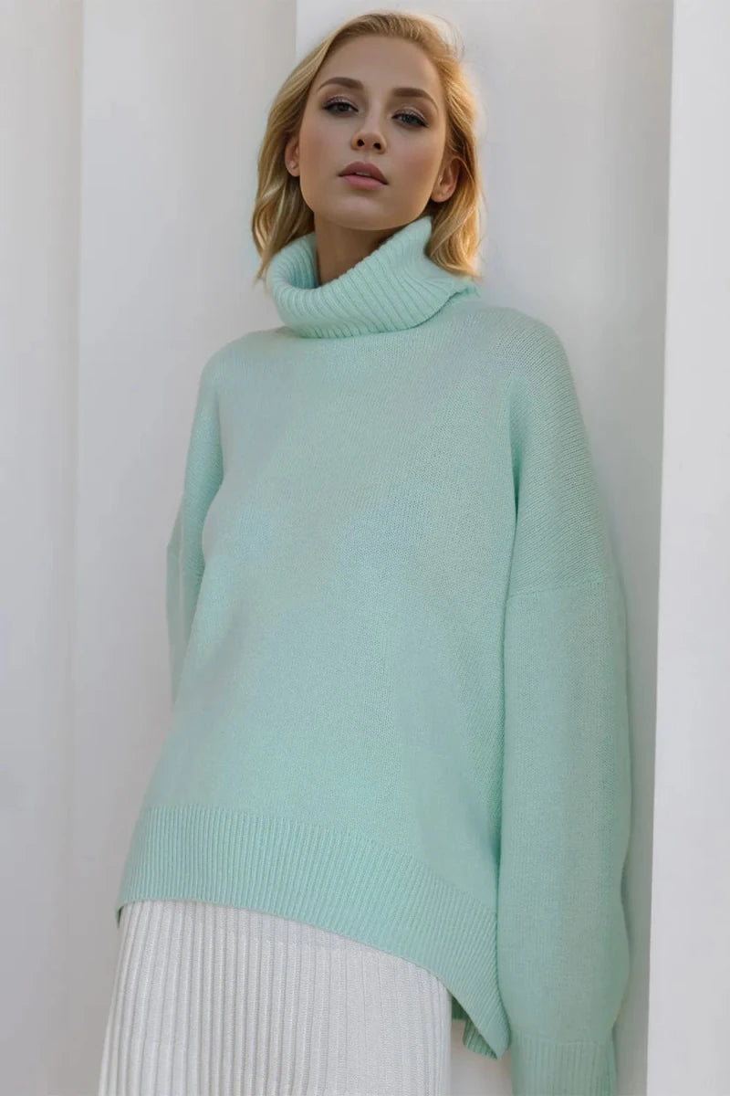 Basic Bae Turtleneck Dropped Shoulder Long Sleeve Sweater - Wow Store