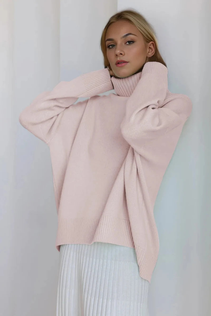 Basic Bae Turtleneck Dropped Shoulder Long Sleeve Sweater - Wow Store