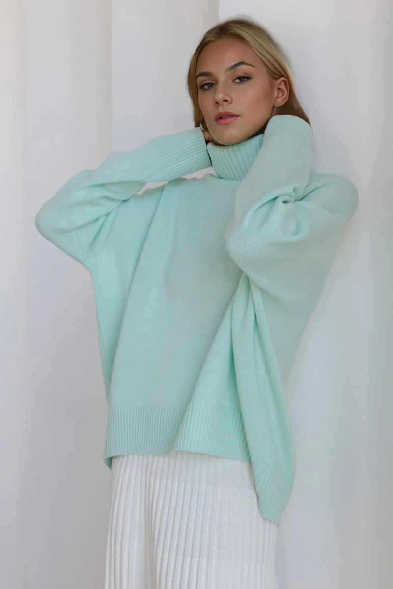 Basic Bae Turtleneck Dropped Shoulder Long Sleeve Sweater - Wow Store