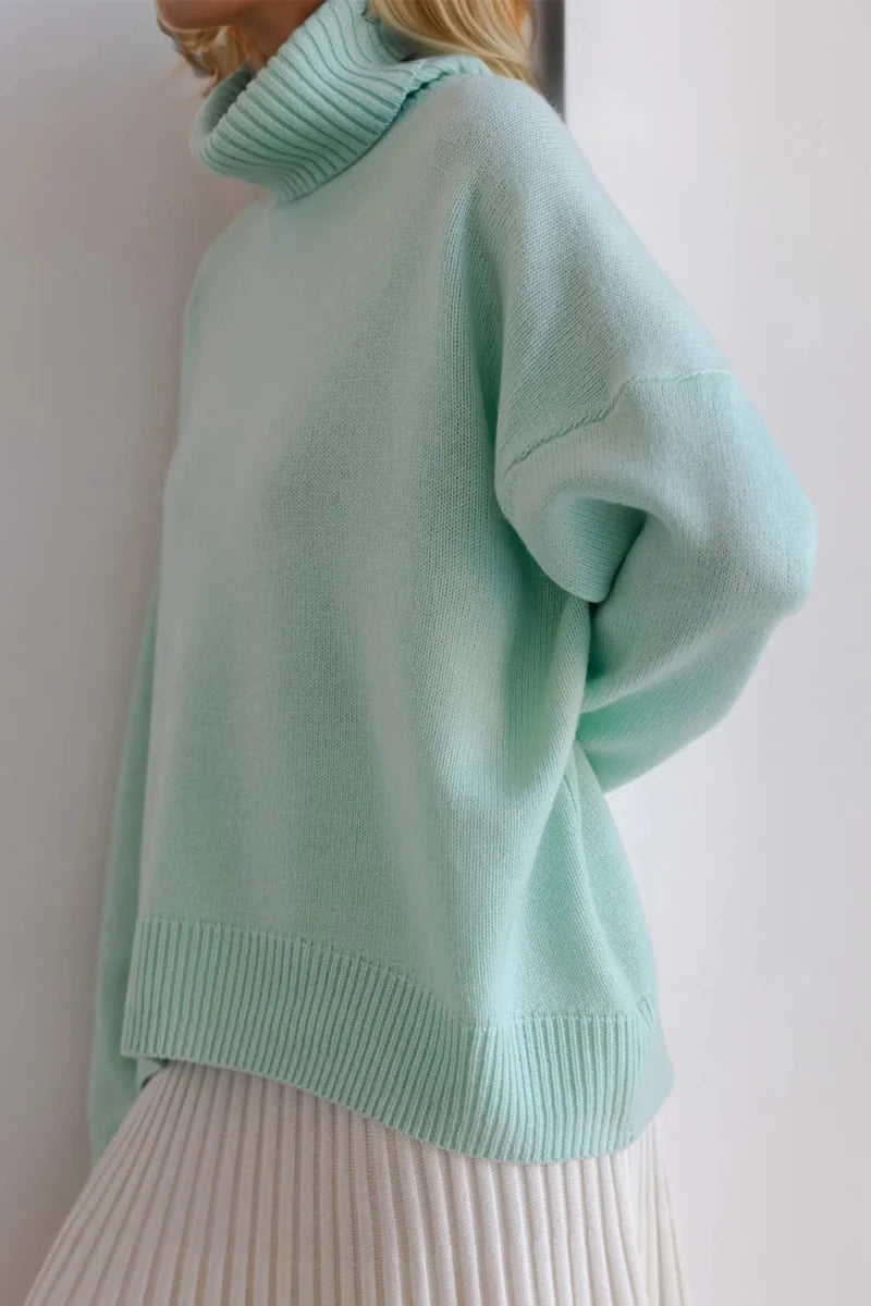 Basic Bae Turtleneck Dropped Shoulder Long Sleeve Sweater - Wow Store