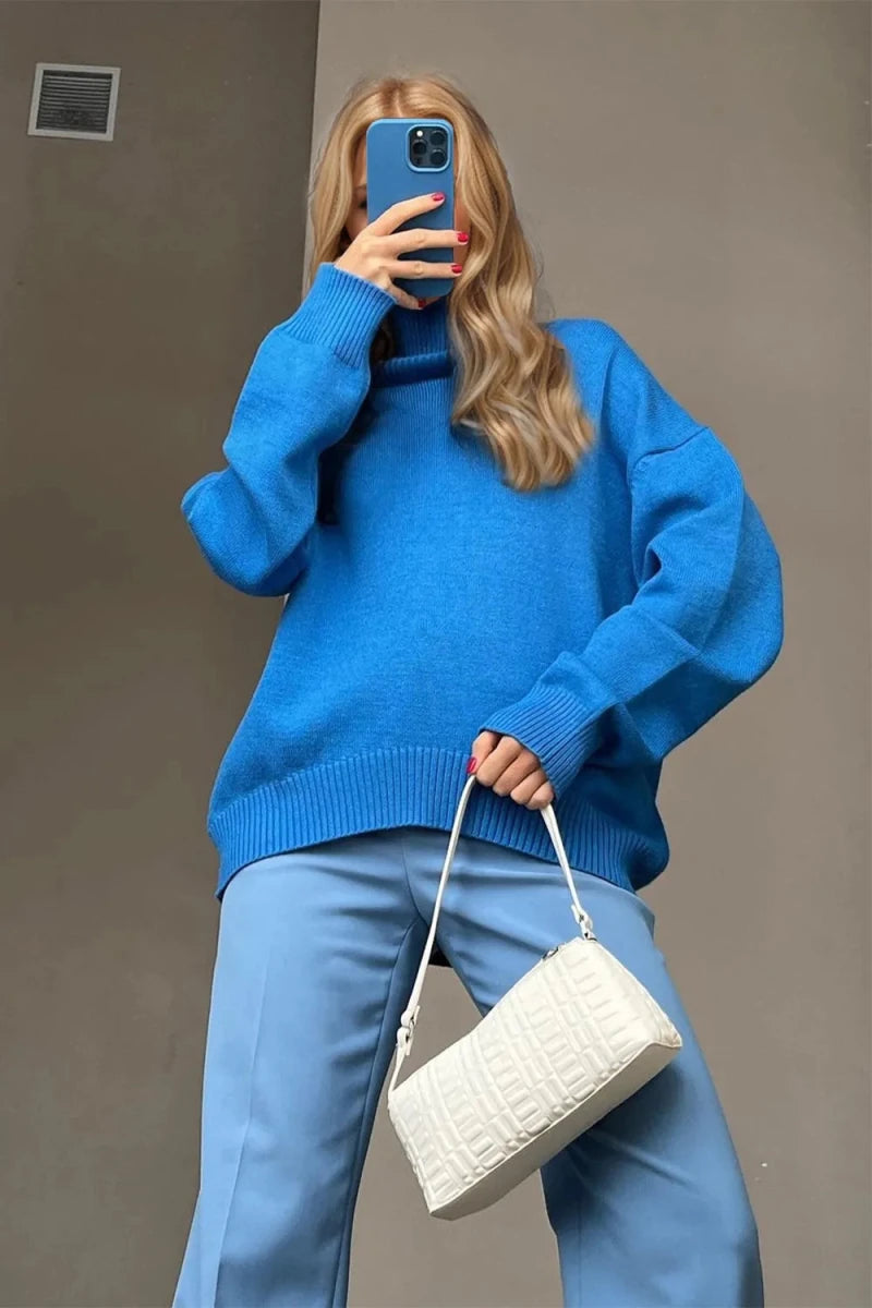 Basic Bae Turtleneck Dropped Shoulder Long Sleeve Sweater - Wow Store