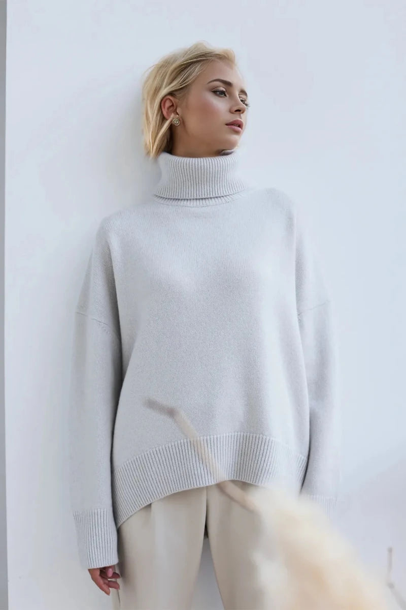 Basic Bae Turtleneck Dropped Shoulder Long Sleeve Sweater - Wow Store