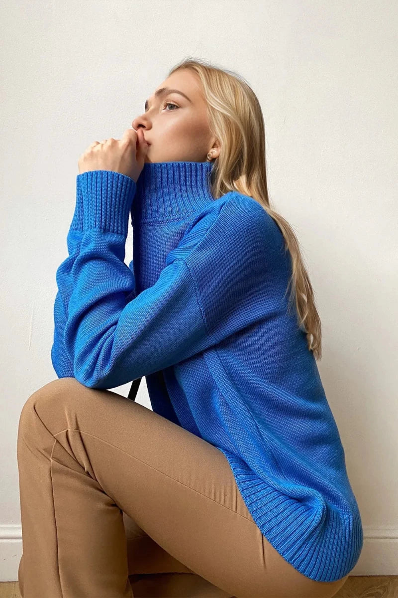 Basic Bae Turtleneck Dropped Shoulder Long Sleeve Sweater - Wow Store