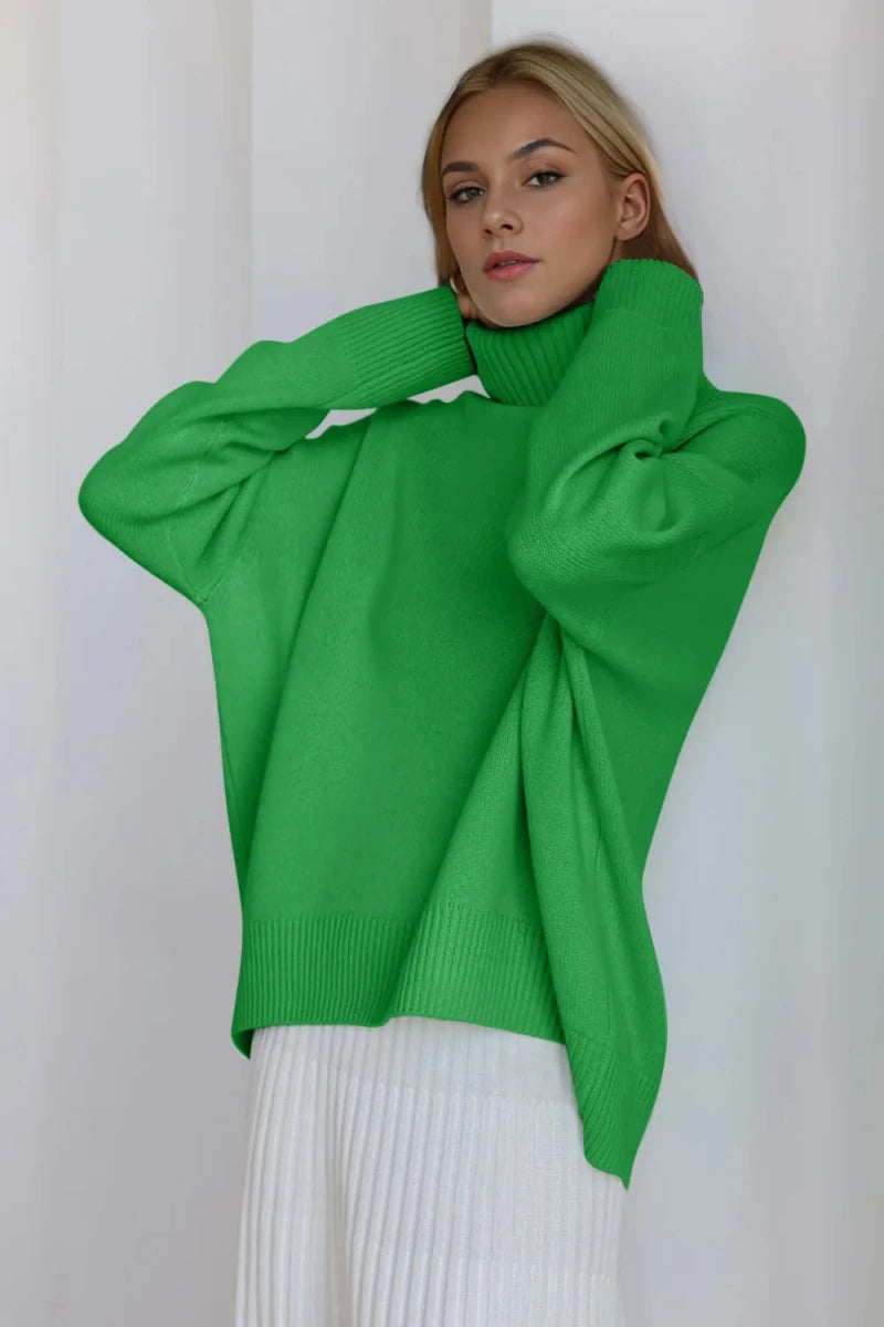 Basic Bae Turtleneck Dropped Shoulder Long Sleeve Sweater - Wow Store
