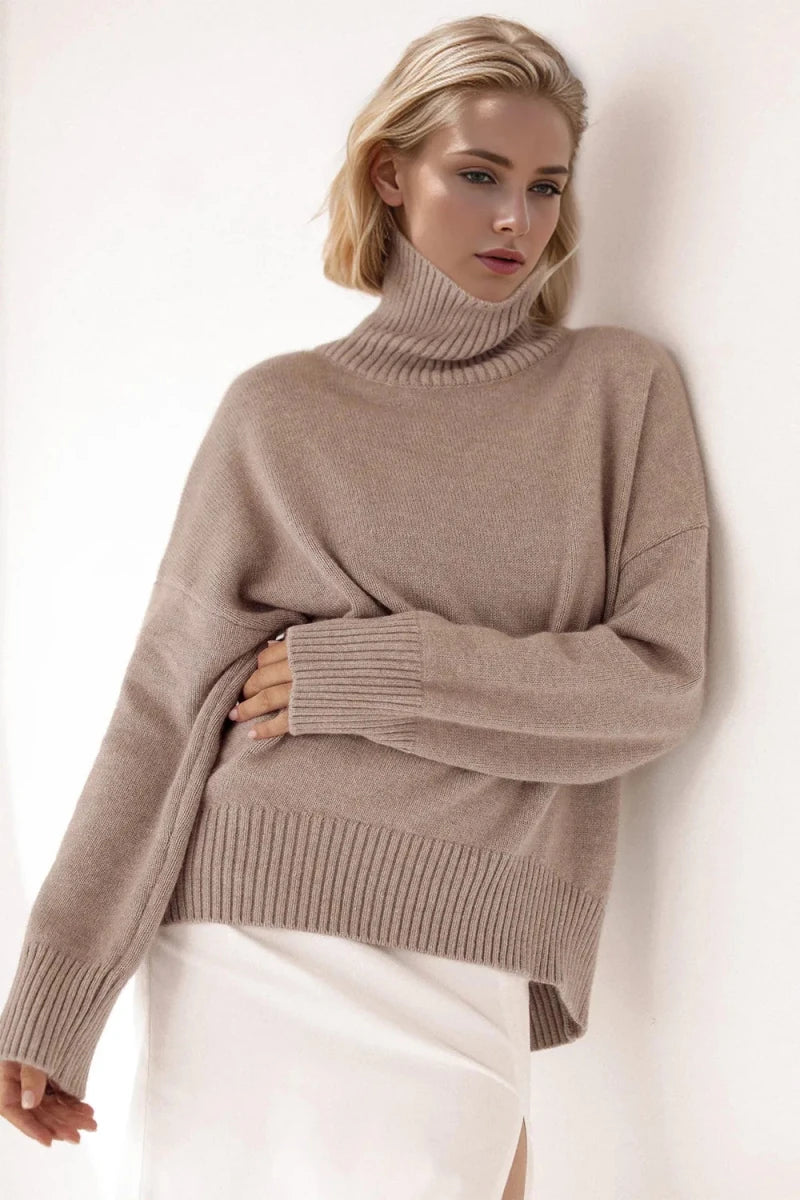Basic Bae Turtleneck Dropped Shoulder Long Sleeve Sweater - Wow Store