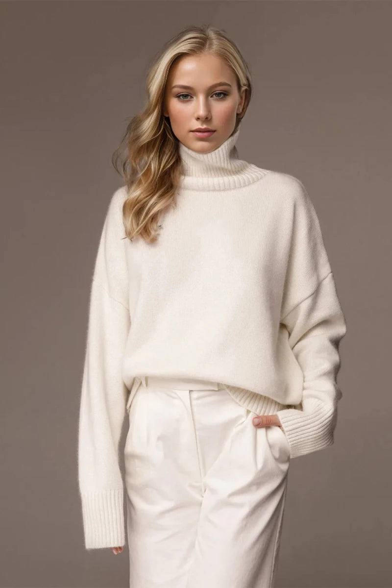 Basic Bae Turtleneck Dropped Shoulder Long Sleeve Sweater - Wow Store