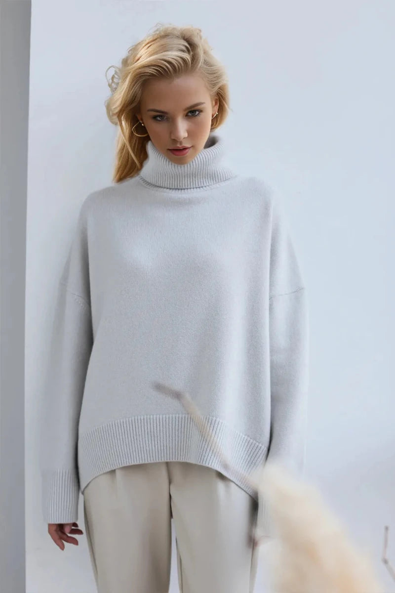 Basic Bae Turtleneck Dropped Shoulder Long Sleeve Sweater - Wow Store