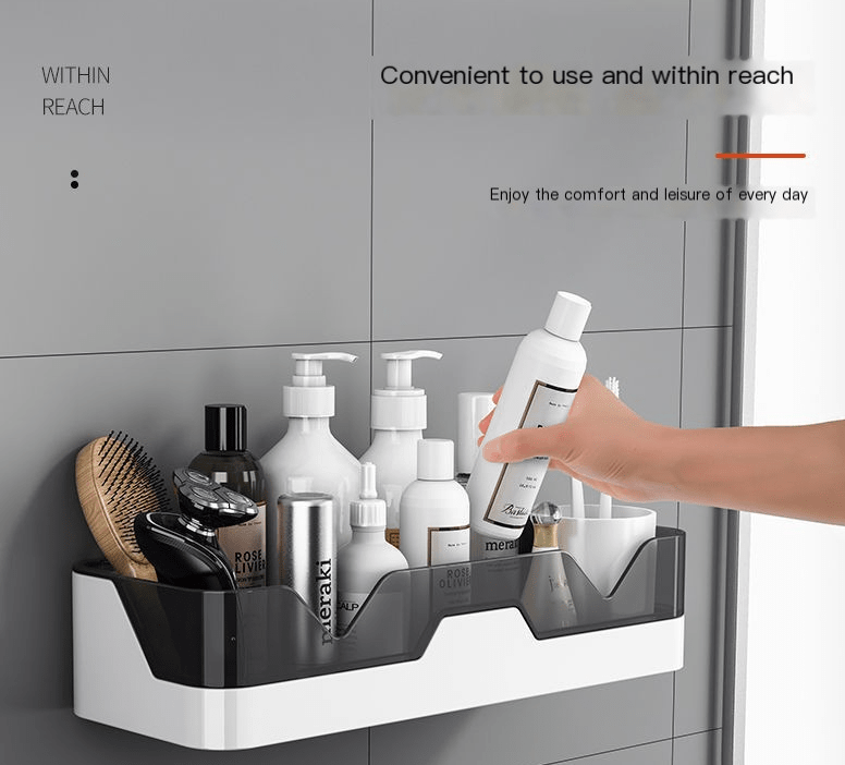 Bathroom Wall Storage Rack - No-Drill Suction Cup Design - WowStore.live