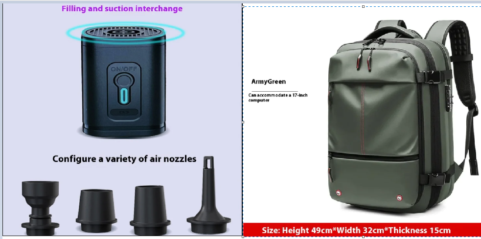 Wireless Vacuum Compression Storage System with Travel Backpack