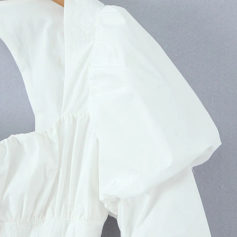 Square-Neck Corset Top with Puff Sleeves — view 4