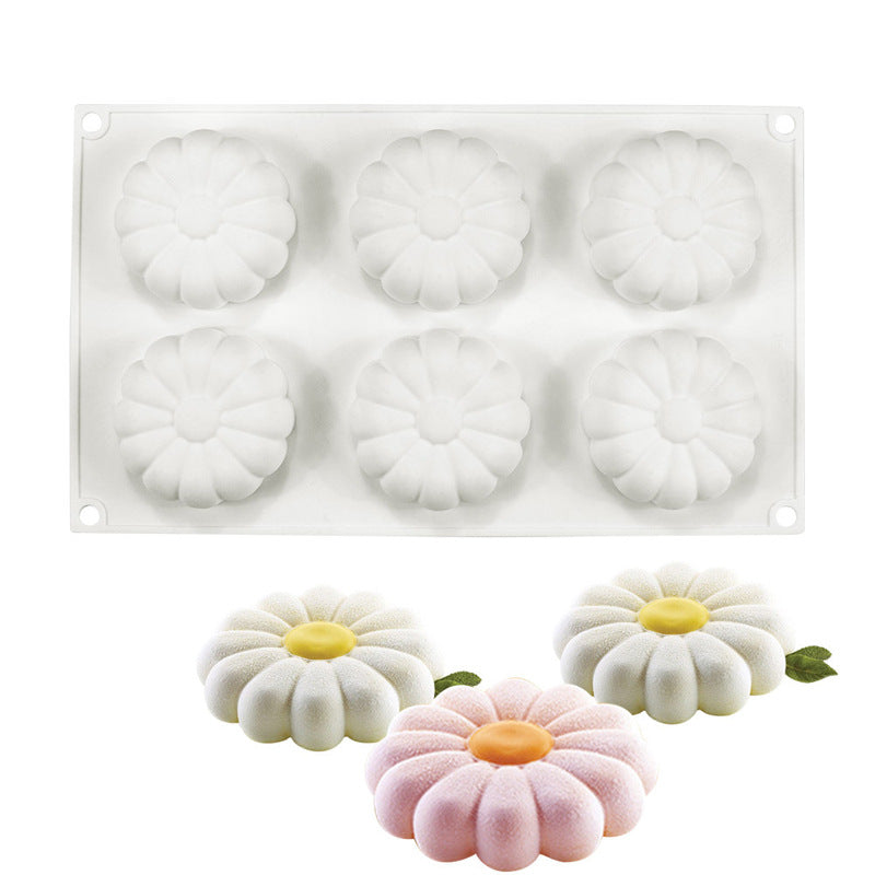 Luxury 6-Cavity Silicone Daisy Cake Mold