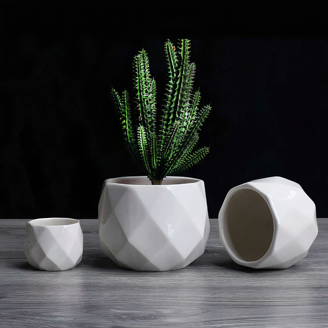 Geo Rounded Trio Ceramic Planter Set