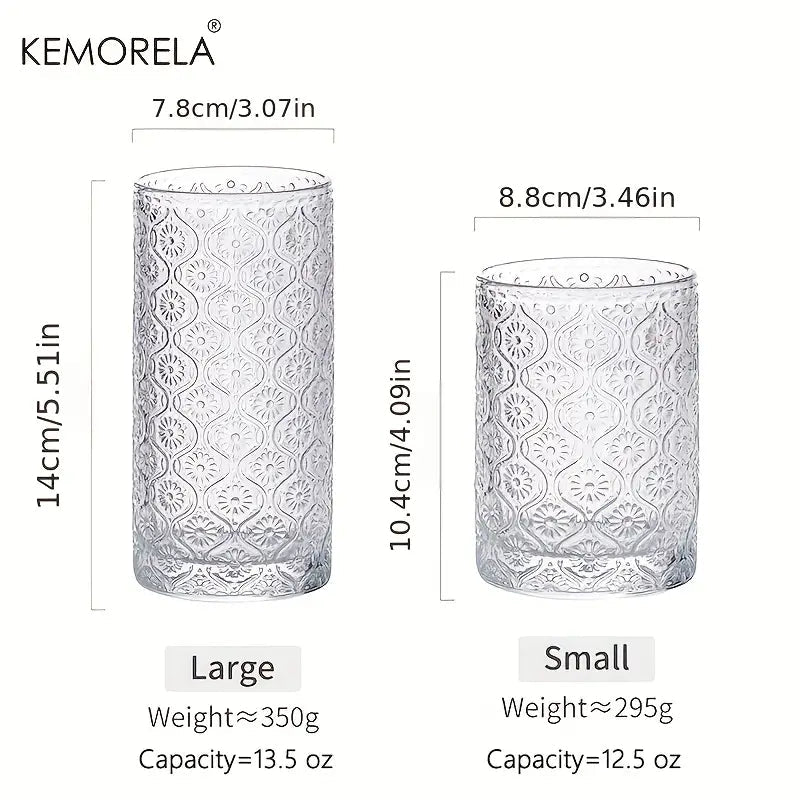 Begonia Flower Relief Glass Cup - 12.5 oz - WowStore.live