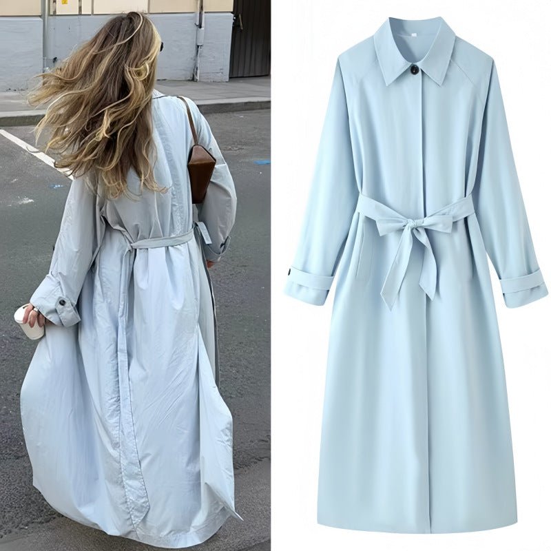 Belted Longline Trench Coat with French Collar — view 2