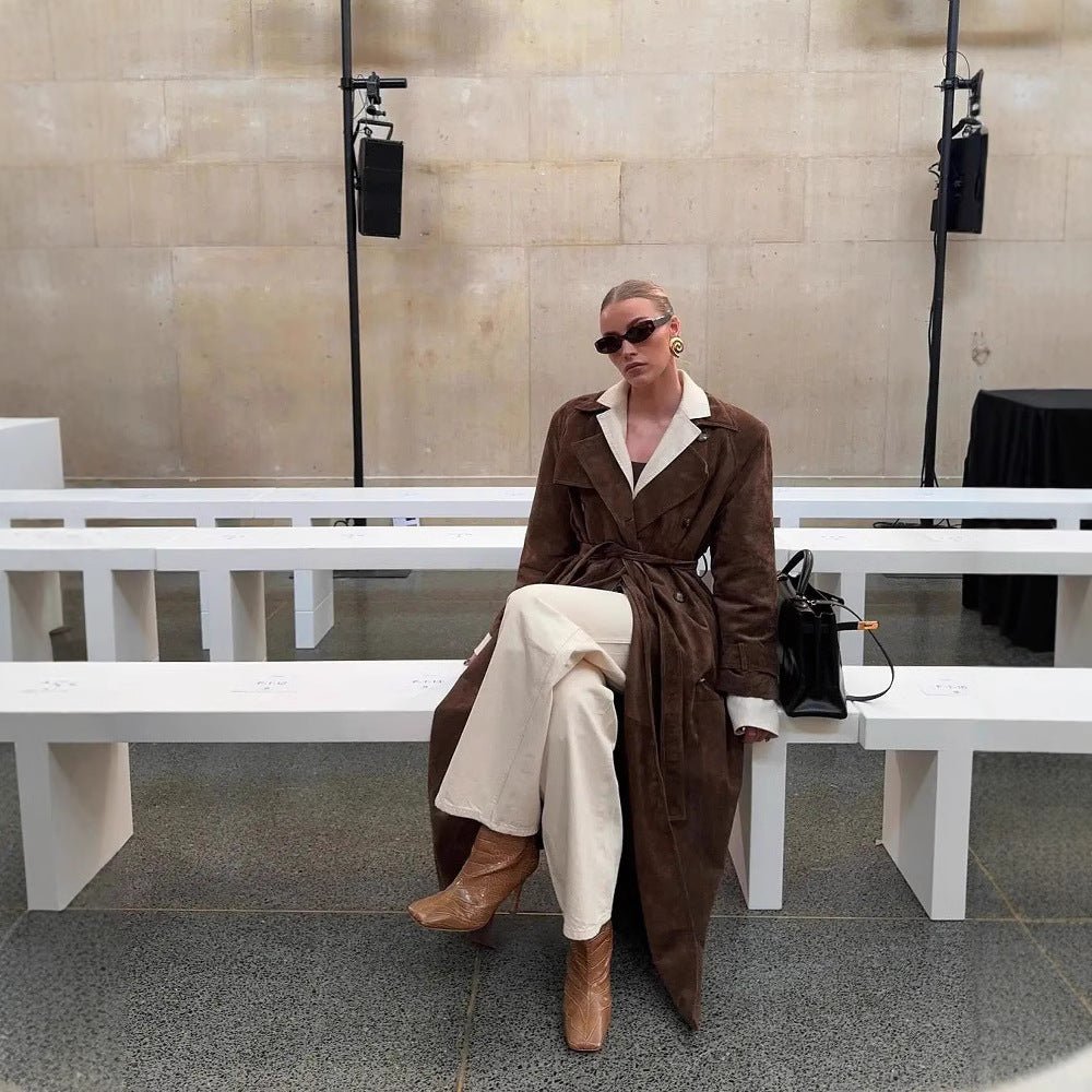 Belted Suede Trench Coat