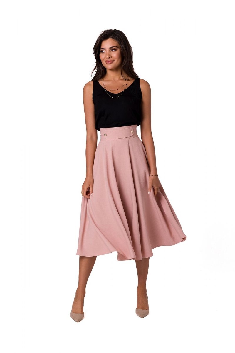Elegant Women's Midi Wrap Skirt in deep navy – flowy A-line silhouette with wrap front and side slit | WowStore.live