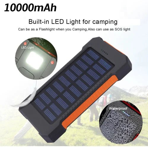 Waterproof Solar Charging Power Bank 10000mAh