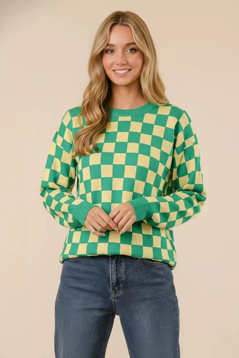 BiBi Checkered Pattern Sweater - Wow Store